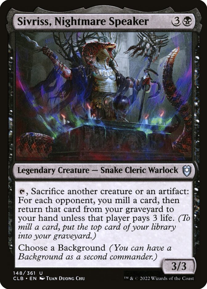 Sivriss, Nightmare Speaker – Uncommon Magic: The Gathering card from Commander Legends: Battle for Baldur's Gate (#148)