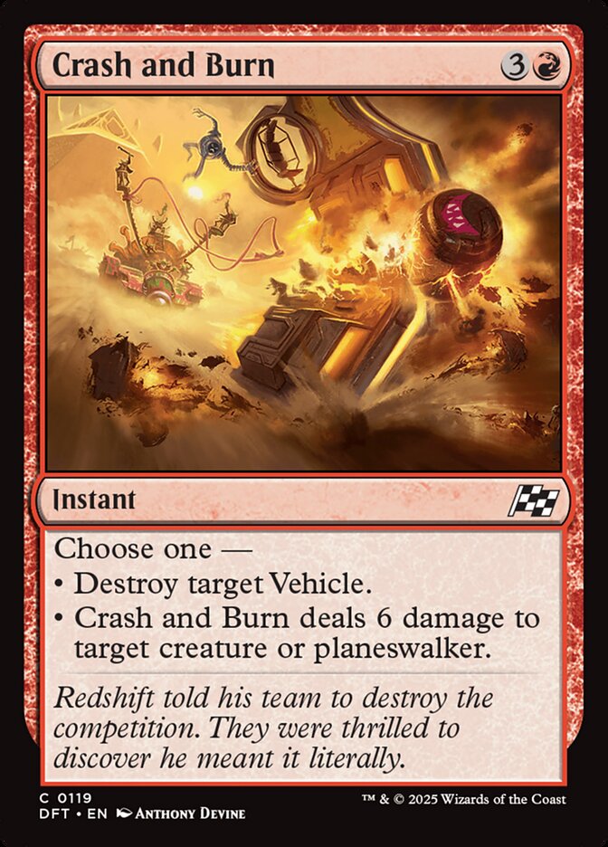 Crash and Burn – Common Magic: The Gathering card from Aetherdrift (#119)