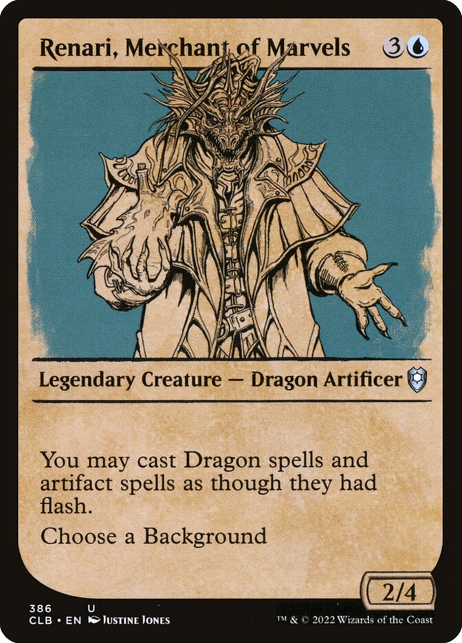 Renari, Merchant of Marvels – Uncommon Magic: The Gathering card from Commander Legends: Battle for Baldur's Gate (#386)
