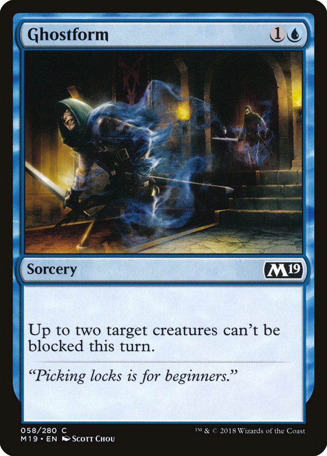 Ghostform – Common Magic: The Gathering card from Core Set 2019 (#58)