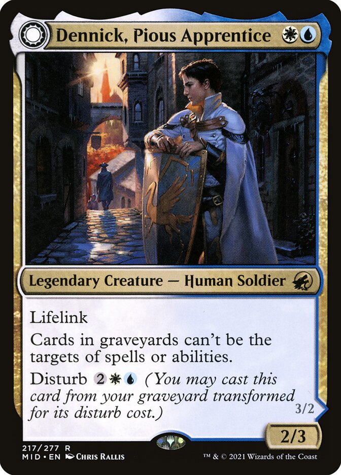 Dennick, Pious Apprentice // Dennick, Pious Apparition – Rare Magic: The Gathering card from Innistrad: Midnight Hunt (#217)