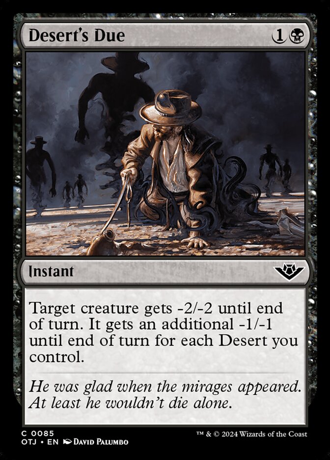 Desert's Due – Common Magic: The Gathering card from Outlaws of Thunder Junction (#85)