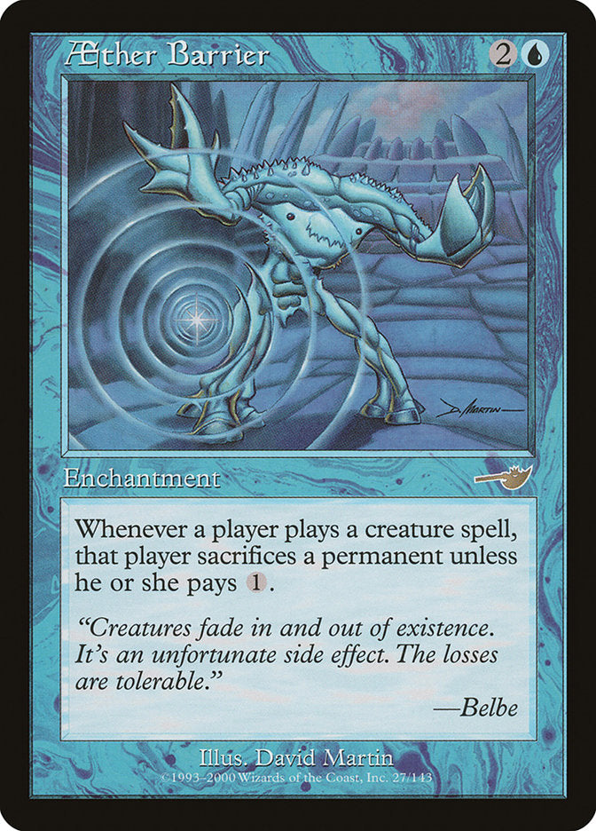 Aether Barrier – Rare Magic: The Gathering card from Nemesis (#27)