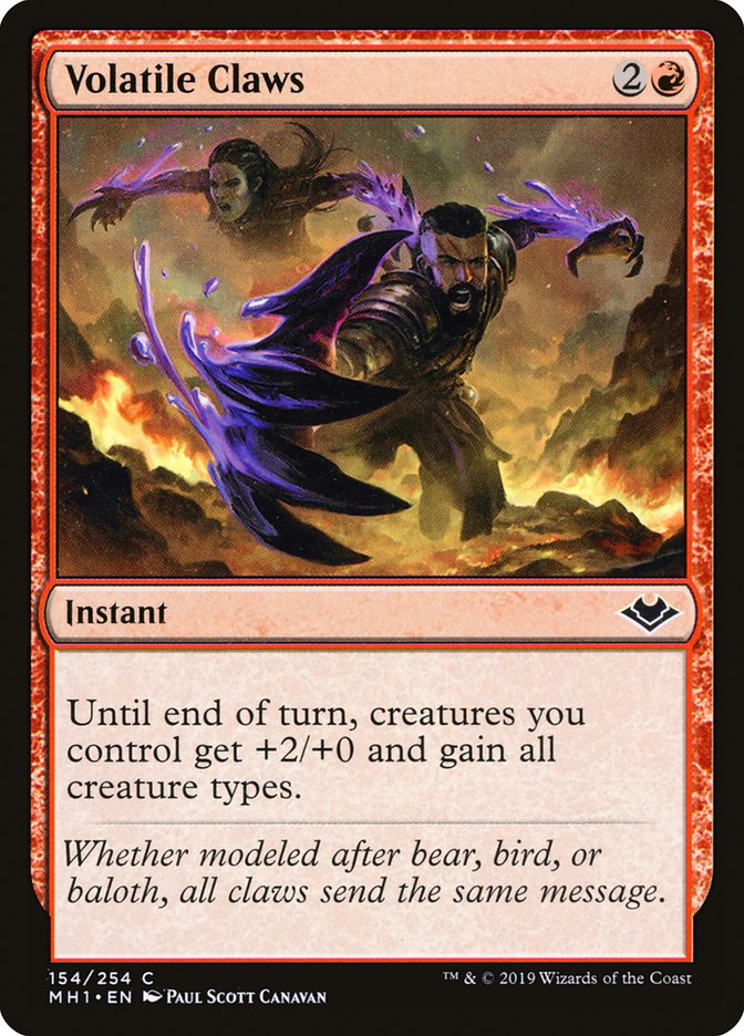 Volatile Claws – Common Magic: The Gathering card from Modern Horizons (#154)