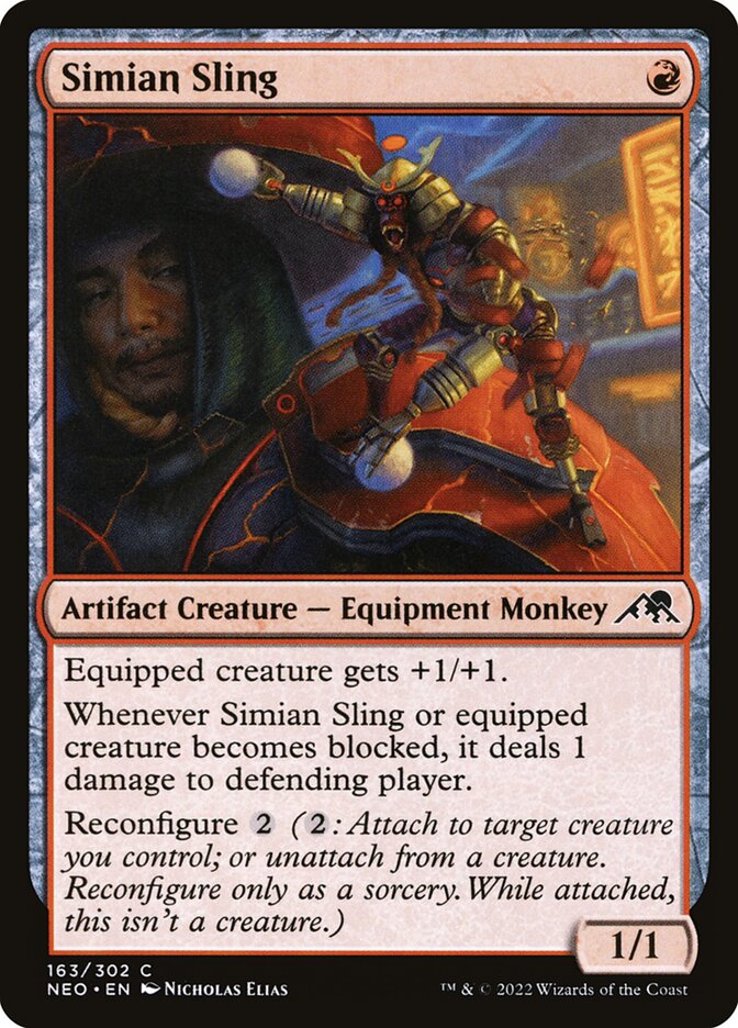 Simian Sling – Common Magic: The Gathering card from Kamigawa: Neon Dynasty (#163)