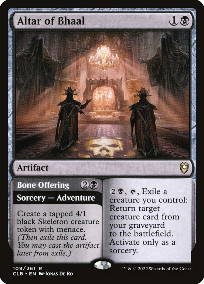 Altar of Bhaal // Bone Offering – Rare Magic: The Gathering card from Commander Legends: Battle for Baldur's Gate (#109)