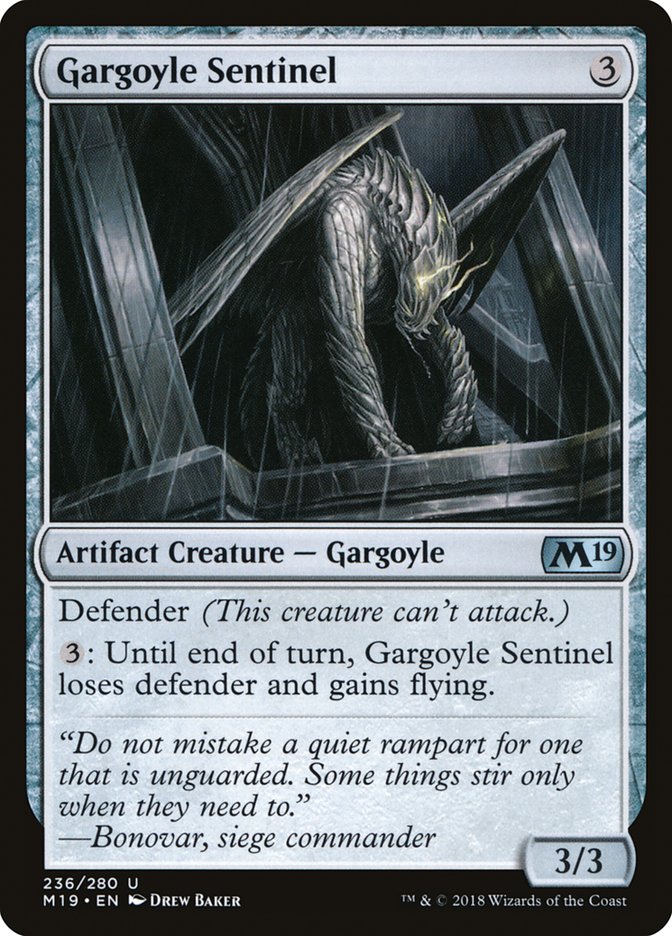 Gargoyle Sentinel – Uncommon Magic: The Gathering card from Core Set 2019 (#236)