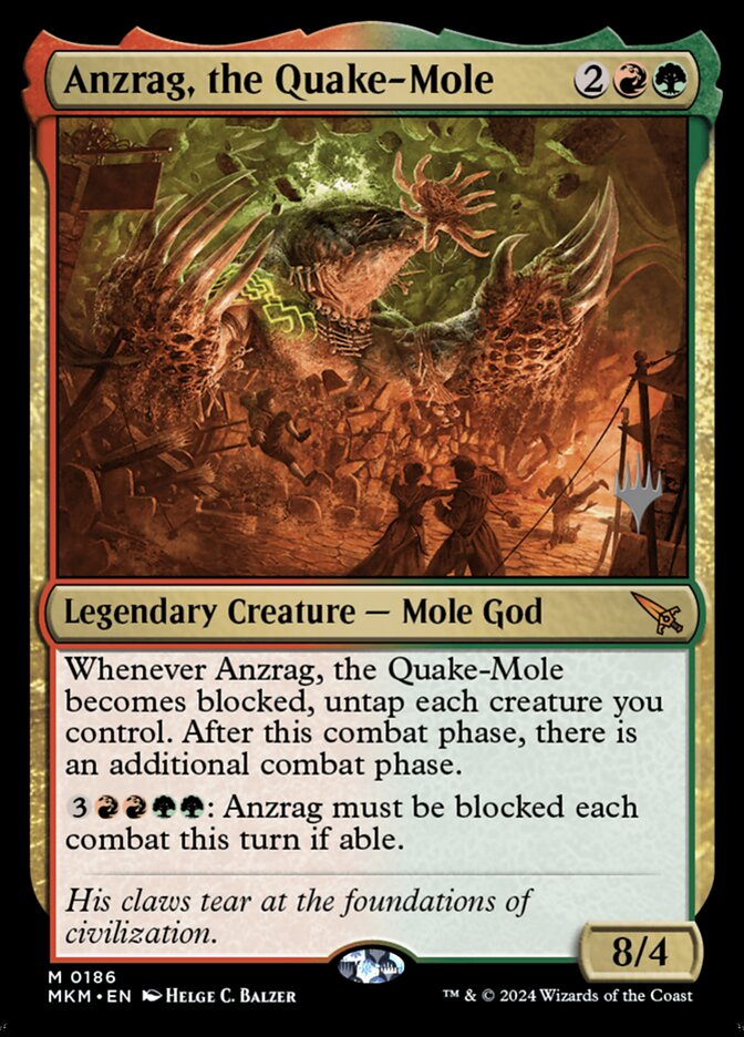 Anzrag, the Quake-Mole – Mythic Magic: The Gathering card from Murders at Karlov Manor Promos (#186p)