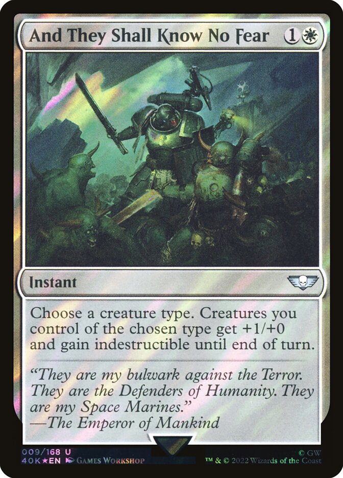 And They Shall Know No Fear – Uncommon Magic: The Gathering card from Warhammer 40,000 Commander (#9★)