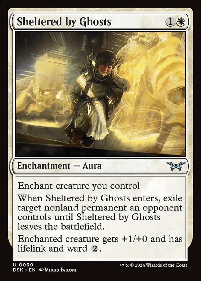 Sheltered by Ghosts – Uncommon Magic: The Gathering card from Duskmourn: House of Horror (#30)