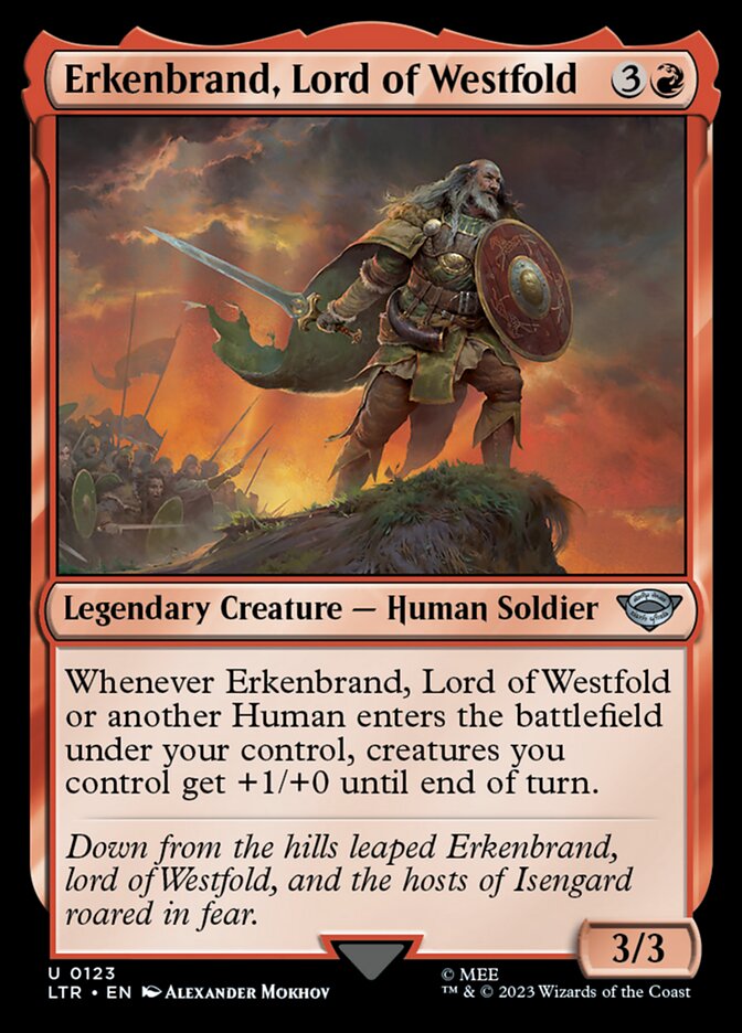 Erkenbrand, Lord of Westfold – Uncommon Magic: The Gathering card from The Lord of the Rings: Tales of Middle-earth (#123)