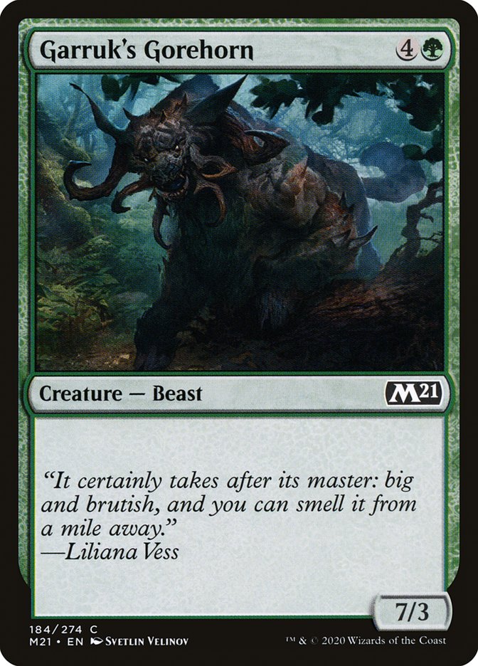 Garruk's Gorehorn – Common Magic: The Gathering card from Core Set 2021 (#184)