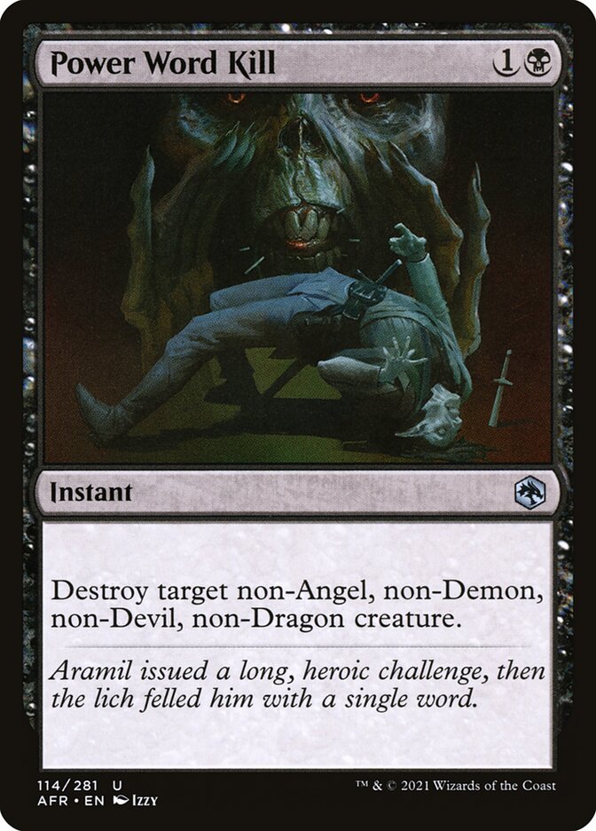 Power Word Kill – Uncommon Magic: The Gathering card from Adventures in the Forgotten Realms (#114)
