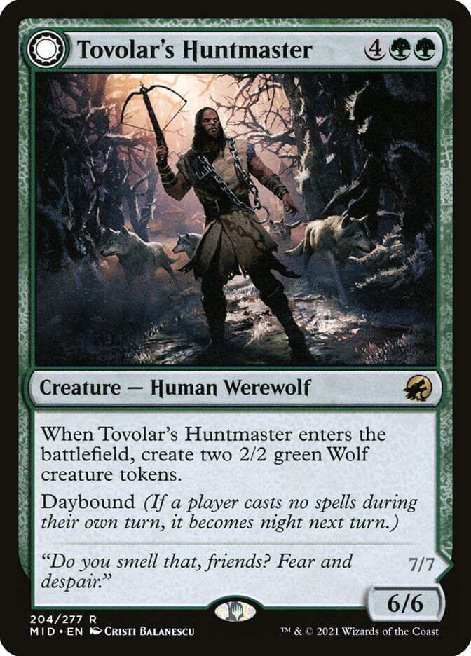 Tovolar's Huntmaster // Tovolar's Packleader – Rare Magic: The Gathering card from Innistrad: Midnight Hunt (#204)