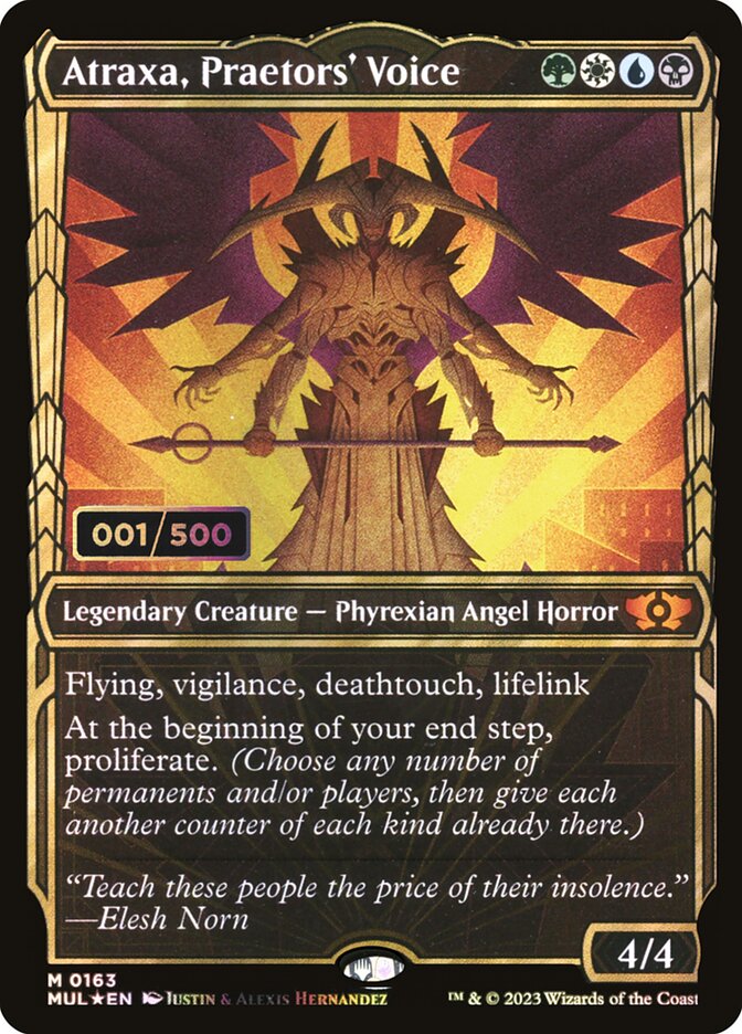 Atraxa, Praetors' Voice – Mythic Magic: The Gathering card from Multiverse Legends (#163z)