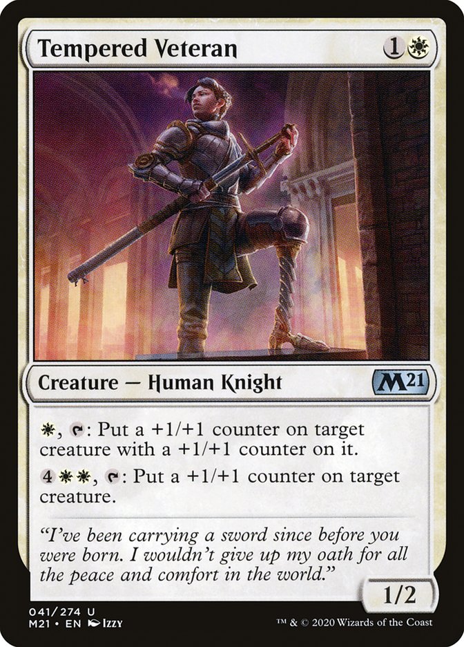 Tempered Veteran – Uncommon Magic: The Gathering card from Core Set 2021 (#41)