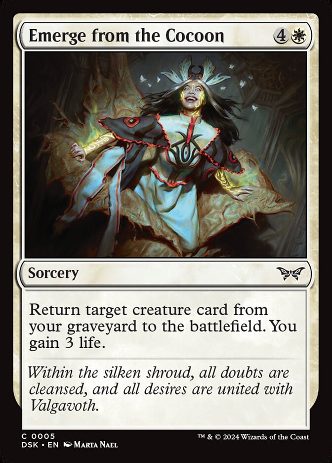 Emerge from the Cocoon – Common Magic: The Gathering card from Duskmourn: House of Horror (#5)