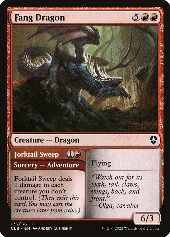 Fang Dragon // Forktail Sweep – Common Magic: The Gathering card from Commander Legends: Battle for Baldur's Gate (#173)