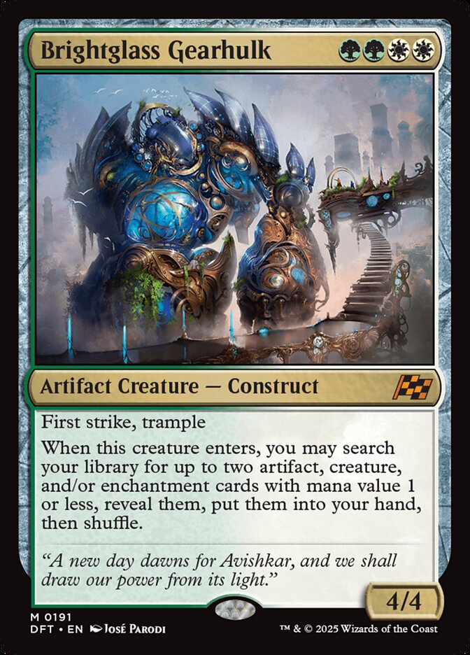 Brightglass Gearhulk – Mythic Magic: The Gathering card from Aetherdrift (#191)