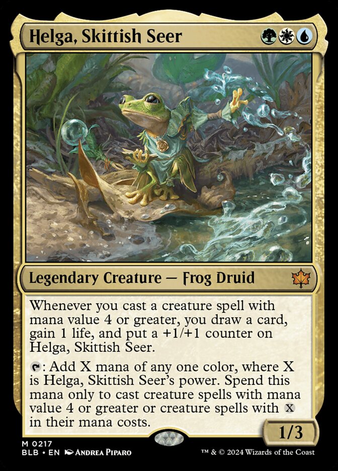 Helga, Skittish Seer – Mythic Magic: The Gathering card from Bloomburrow (#217)