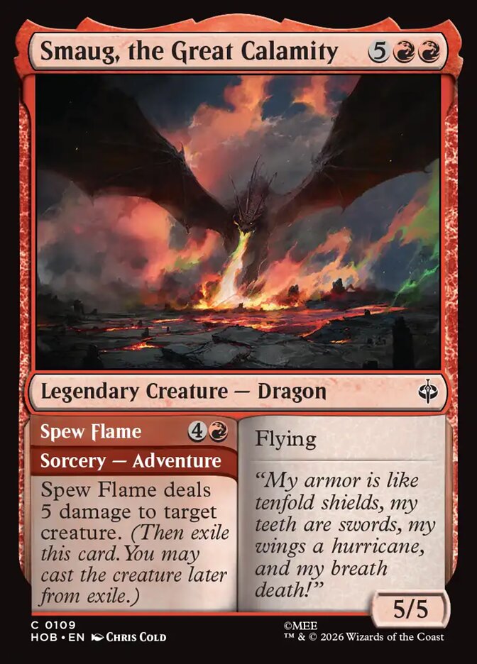 Smaug, the Great Calamity // Spew Flame – Common Magic: The Gathering card from The Hobbit (#109)