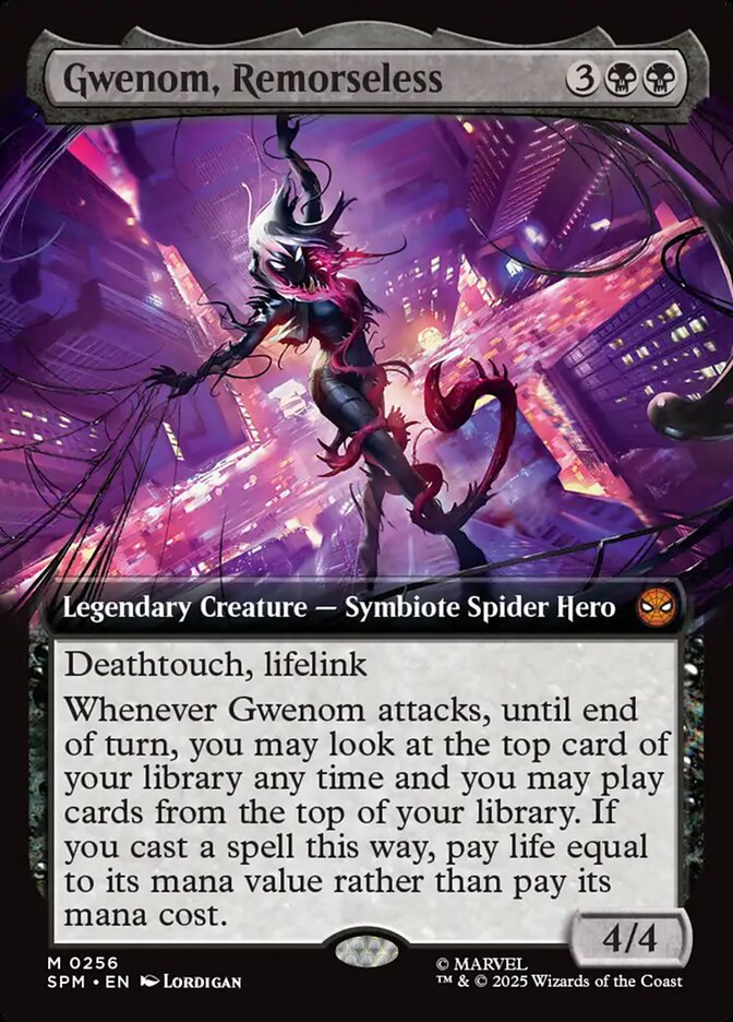 Gwenom, Remorseless – Mythic Magic: The Gathering card from Marvel's Spider-Man (#256)
