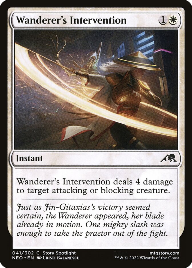 Wanderer's Intervention – Common Magic: The Gathering card from Kamigawa: Neon Dynasty (#41)