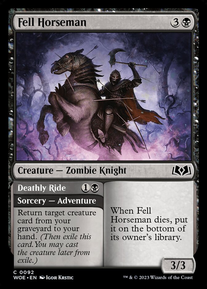 Fell Horseman // Deathly Ride – Common Magic: The Gathering card from Wilds of Eldraine (#92)
