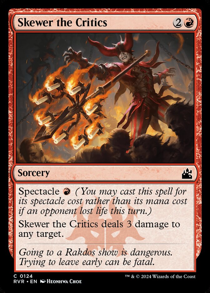 Skewer the Critics – Common Magic: The Gathering card from Ravnica Remastered (#124)