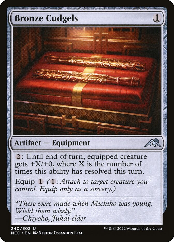 Bronze Cudgels – Uncommon Magic: The Gathering card from Kamigawa: Neon Dynasty (#240)