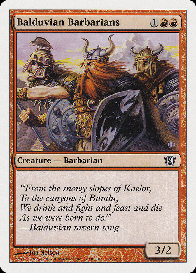 Balduvian Barbarians – Common Magic: The Gathering card from Eighth Edition (#176)