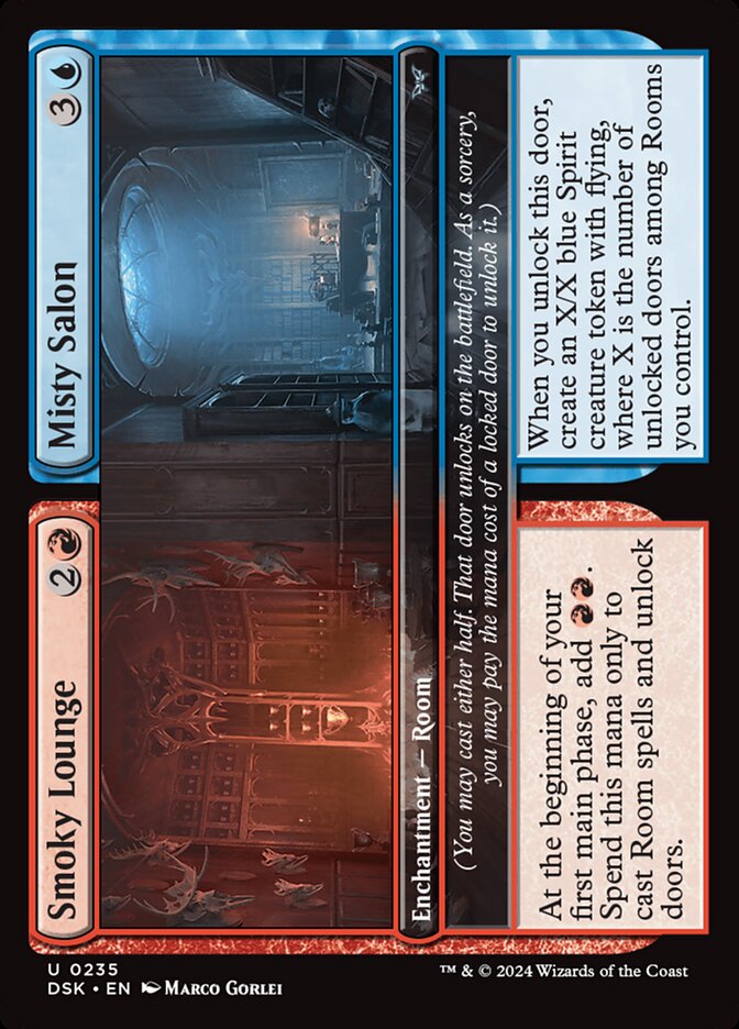 Smoky Lounge // Misty Salon – Uncommon Magic: The Gathering card from Duskmourn: House of Horror (#235)