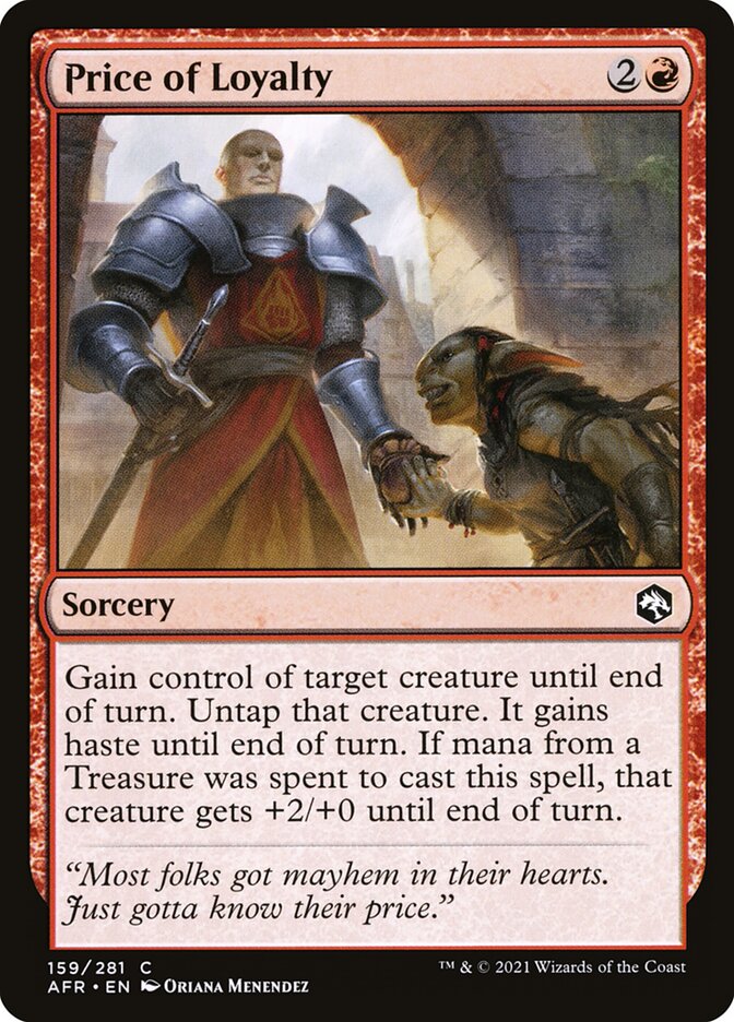 Price of Loyalty – Common Magic: The Gathering card from Adventures in the Forgotten Realms (#159)