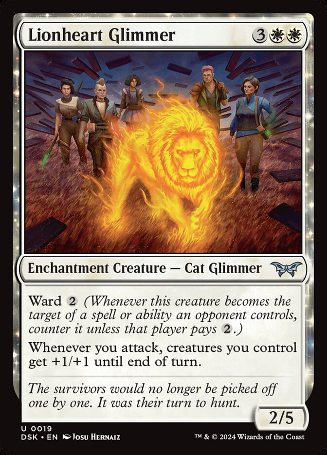 Lionheart Glimmer – Uncommon Magic: The Gathering card from Duskmourn: House of Horror (#19)