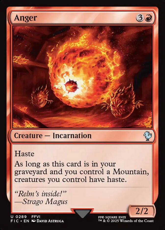 Anger – Uncommon Magic: The Gathering card from Final Fantasy Commander (#289)