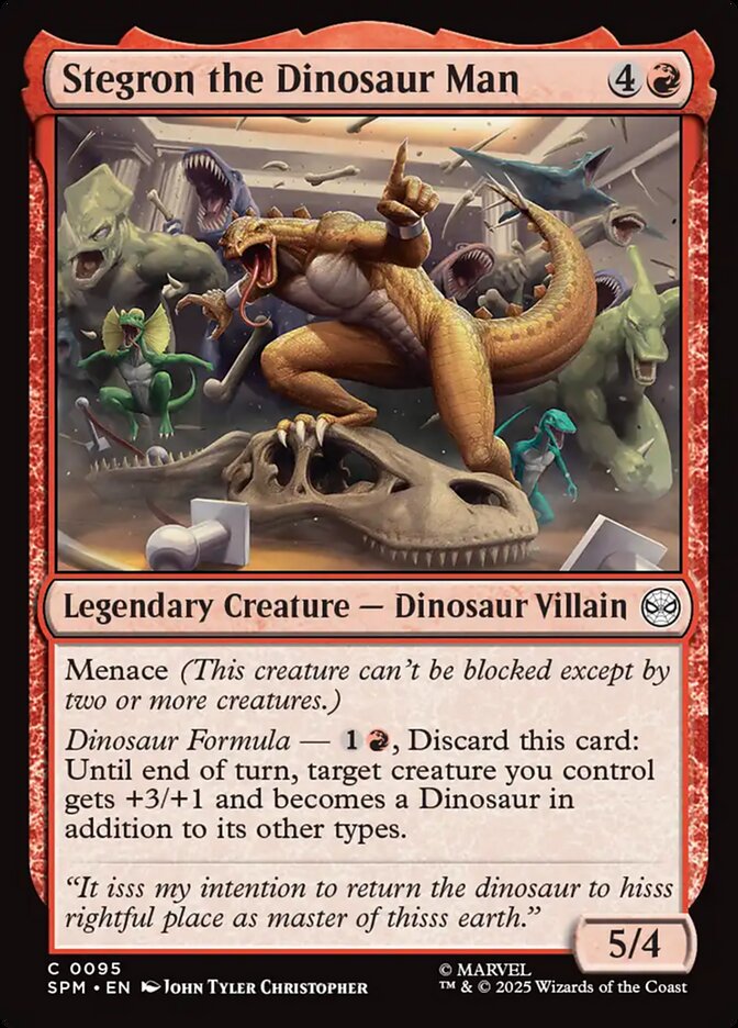 Stegron the Dinosaur Man – Common Magic: The Gathering card from Marvel's Spider-Man (#95)