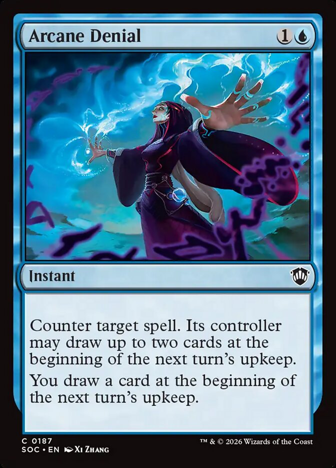 Arcane Denial – Common Magic: The Gathering card from Secrets of Strixhaven Commander (#187)