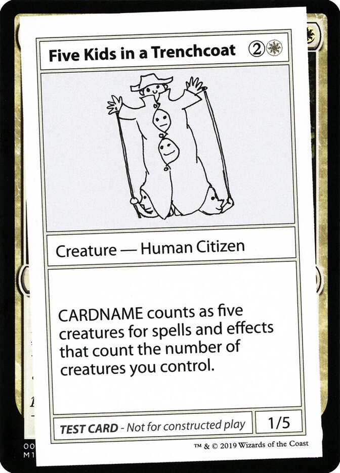 Five Kids in a Trenchcoat – Rare Magic: The Gathering card from Mystery Booster Playtest Cards 2021 (#5)