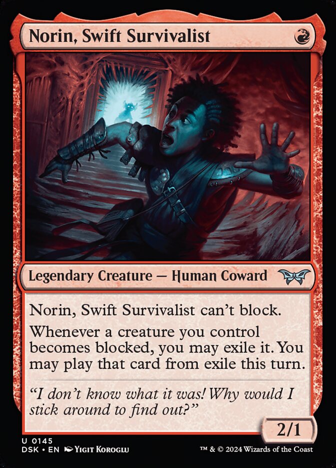 Norin, Swift Survivalist – Uncommon Magic: The Gathering card from Duskmourn: House of Horror (#145)