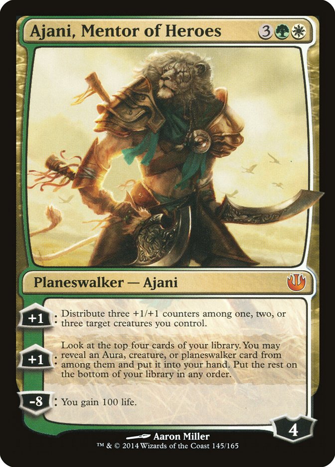 Ajani, Mentor of Heroes – Mythic Magic: The Gathering card from Journey into Nyx (#145)