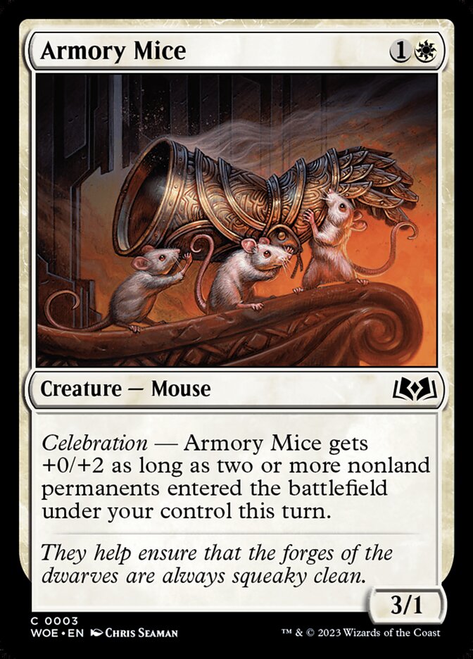 Armory Mice – Common Magic: The Gathering card from Wilds of Eldraine (#3)