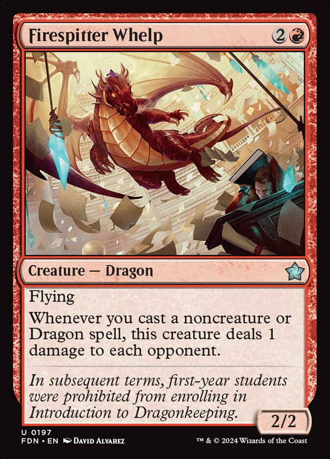 Firespitter Whelp – Uncommon Magic: The Gathering card from Foundations (#197)