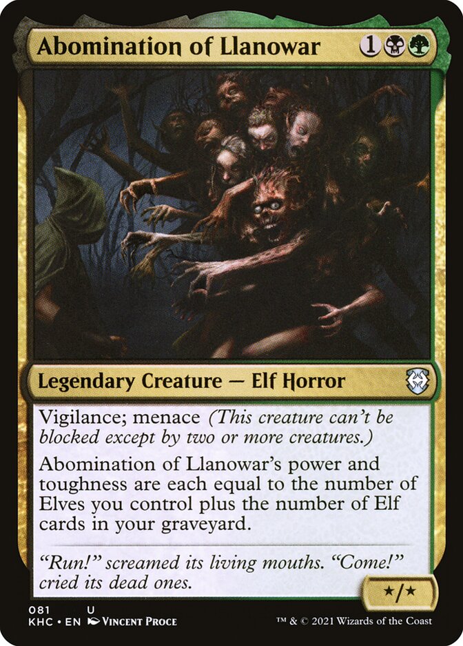 Abomination of Llanowar – Uncommon Magic: The Gathering card from Kaldheim Commander (#81)
