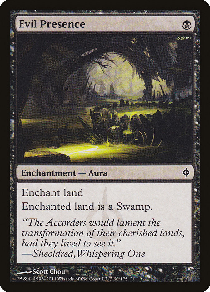 Evil Presence – Common Magic: The Gathering card from New Phyrexia (#60)