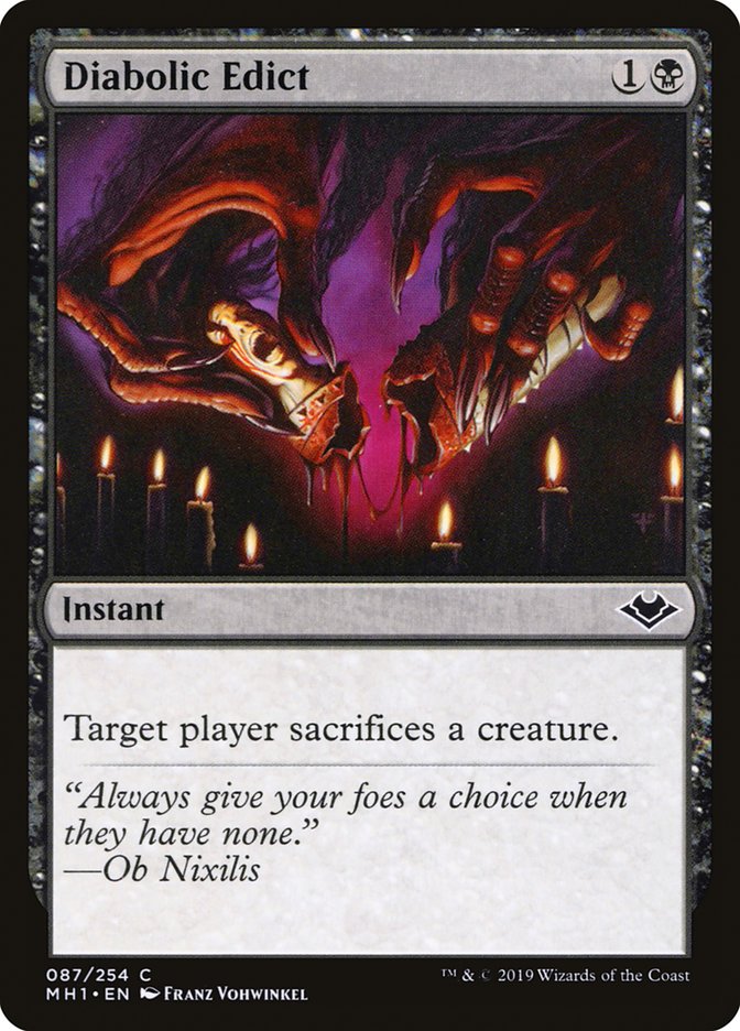 Diabolic Edict – Common Magic: The Gathering card from Modern Horizons (#87)