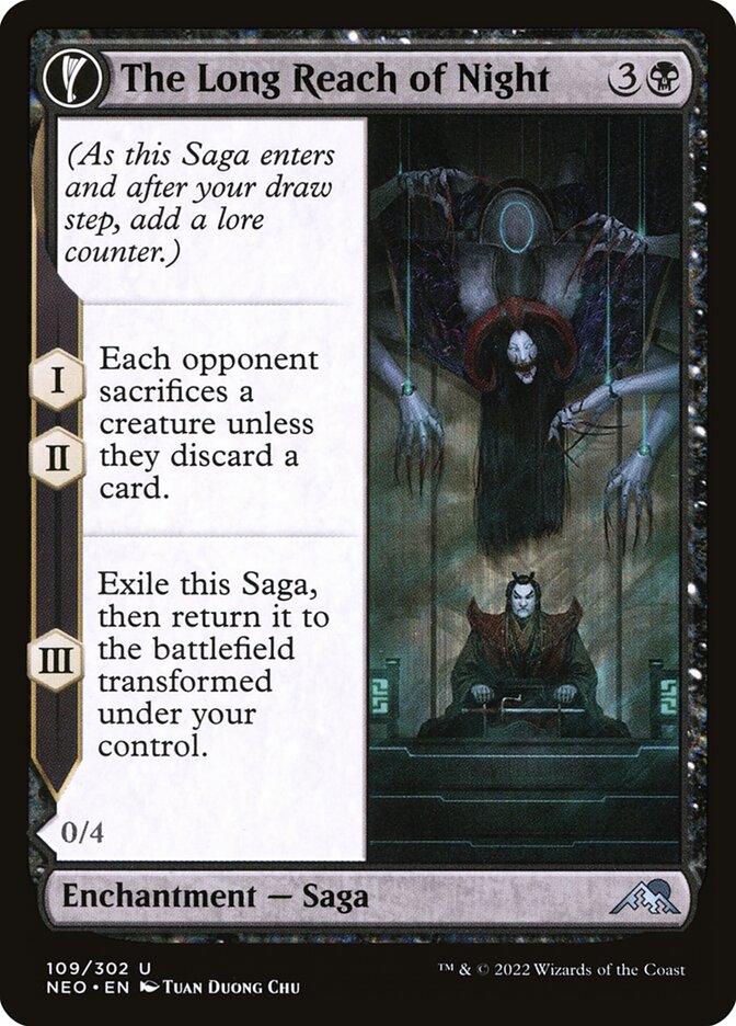 The Long Reach of Night // Animus of Night's Reach – Uncommon Magic: The Gathering card from Kamigawa: Neon Dynasty (#109)