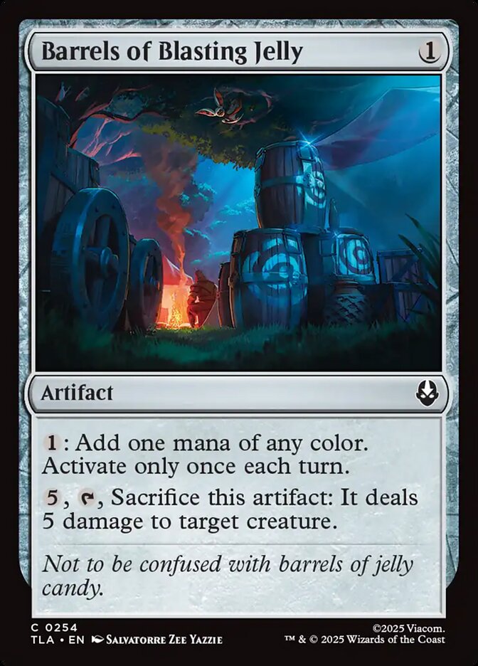Barrels of Blasting Jelly – Common Magic: The Gathering card from Avatar: The Last Airbender (#254)