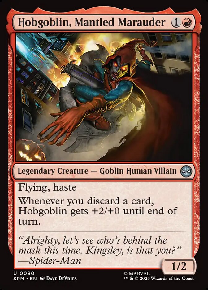 Hobgoblin, Mantled Marauder – Uncommon Magic: The Gathering card from Marvel's Spider-Man (#80)
