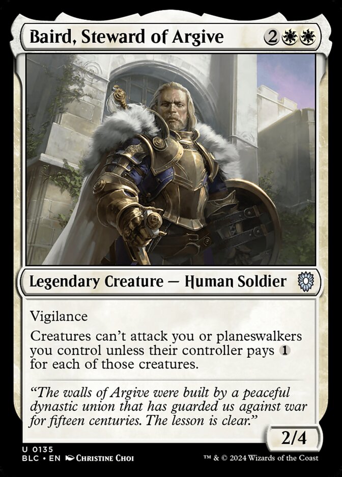 Baird, Steward of Argive – Uncommon Magic: The Gathering card from Bloomburrow Commander (#135)
