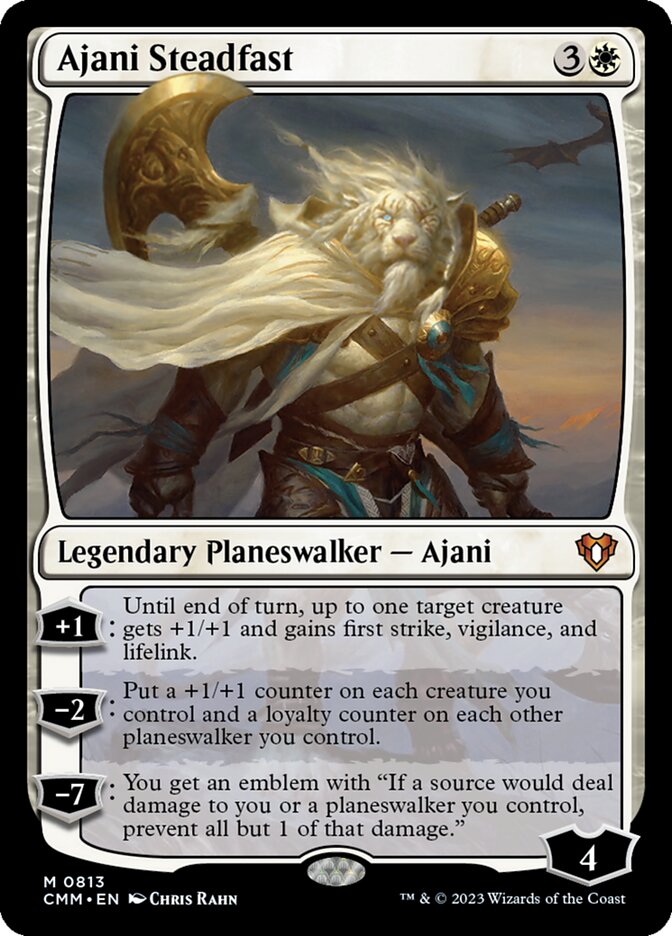 Ajani Steadfast – Mythic Magic: The Gathering card from Commander Masters (#813)